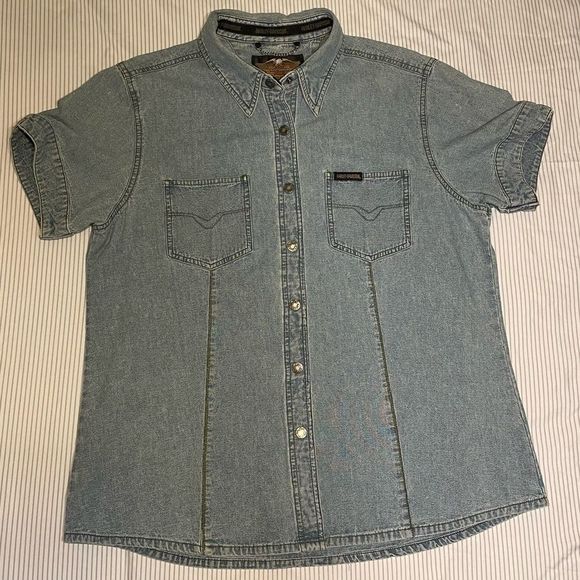 Harley-Davidson Ladies Snap Button Jean Jacket - Picture 1 of 13